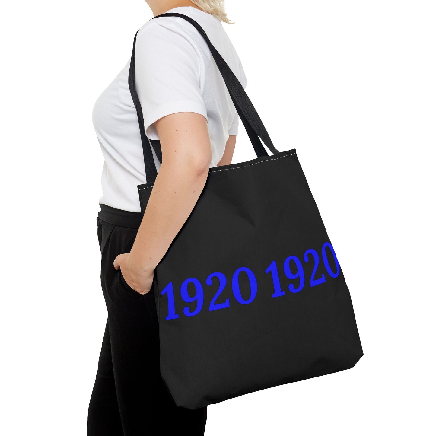 1920 Zeta Phi Beta Sorority Black Tote Bag – Customizable Handle Colors, Stylish and Durable - Numbers Only