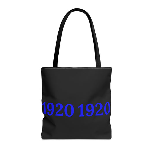 1920 Zeta Phi Beta Sorority Black Tote Bag – Customizable Handle Colors, Stylish and Durable - Numbers Only