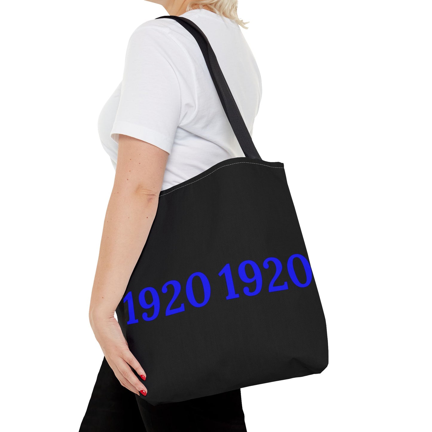 1920 Zeta Phi Beta Sorority Black Tote Bag – Customizable Handle Colors, Stylish and Durable - Numbers Only