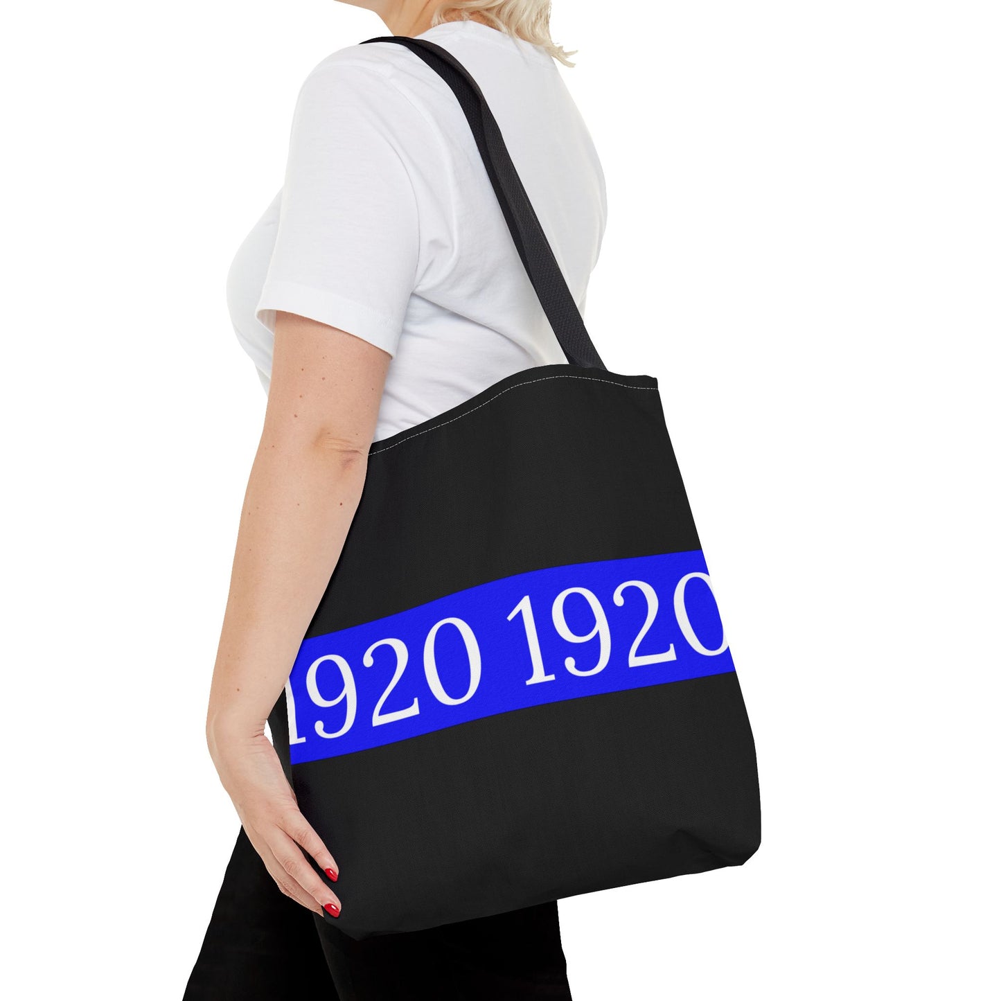 1920 Zeta Phi Beta Sorority Black Tote Bag – Customizable Handle Colors, Stylish and Durable