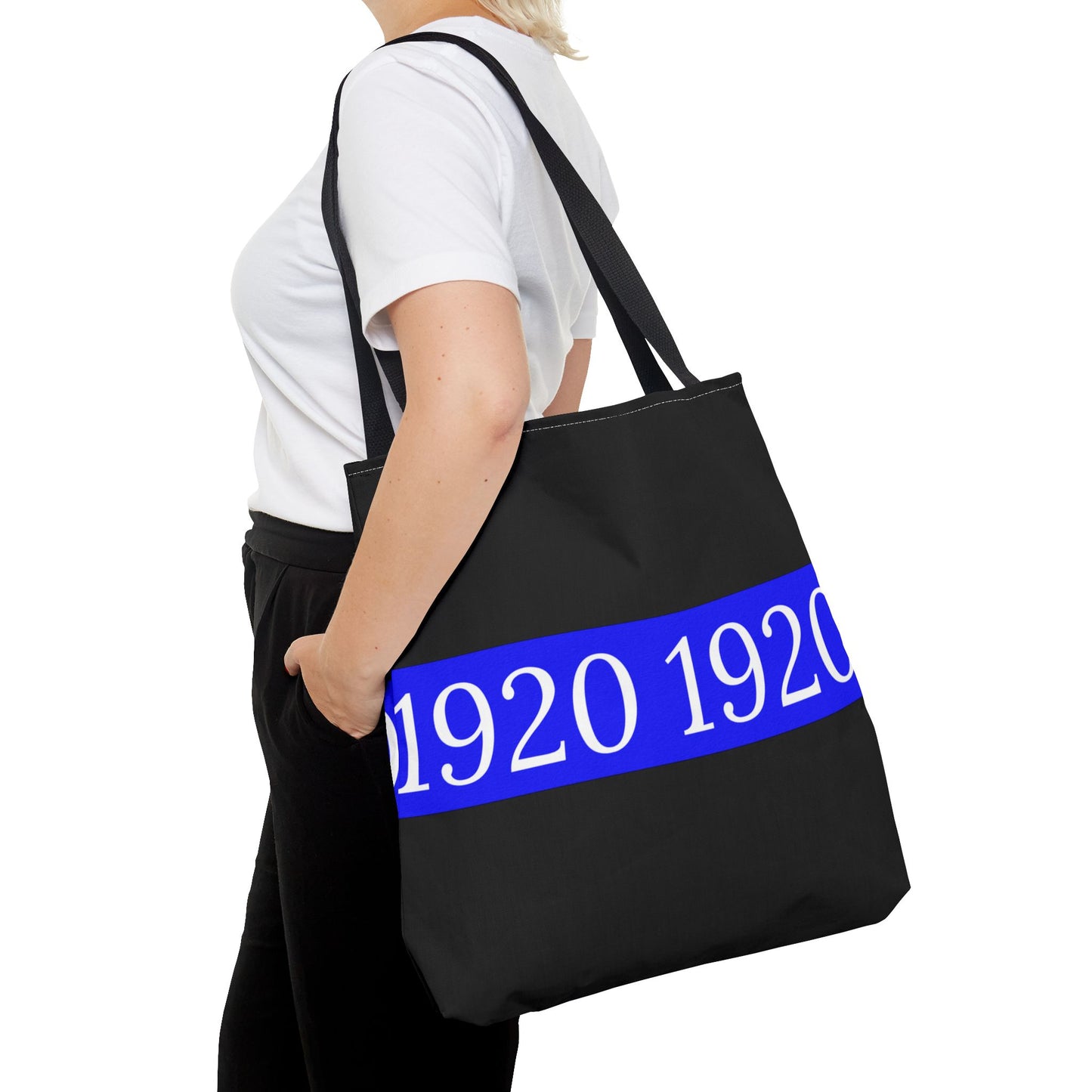 1920 Zeta Phi Beta Sorority Black Tote Bag – Customizable Handle Colors, Stylish and Durable